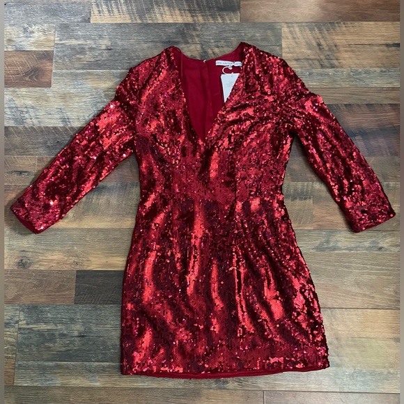 & Other Stories Dresses & Skirts - Red sequence long sleeve dress from “& Other stories” US size 8